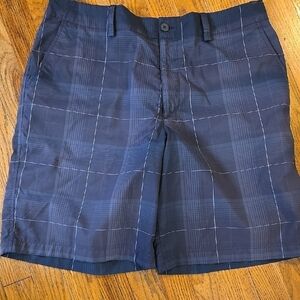 Under Armour Black and Gray Flat Front Shorts 36